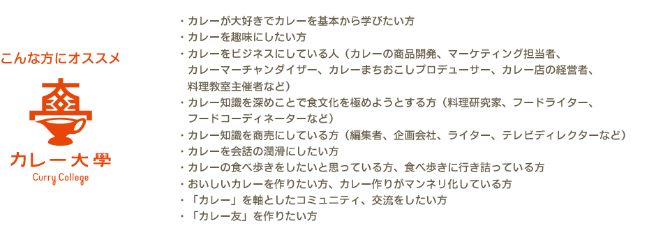 カレー大學(カレー大学)　こんな方にオススメ
